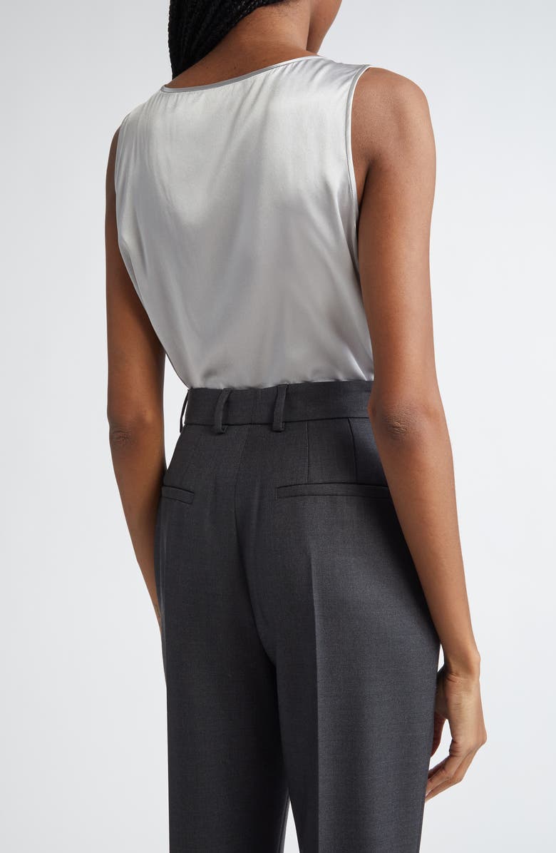 Dolce&Gabbana Logo Scoop Neck Stretch Silk Tank, Alternate, color, N4534 Grigio Chiaro