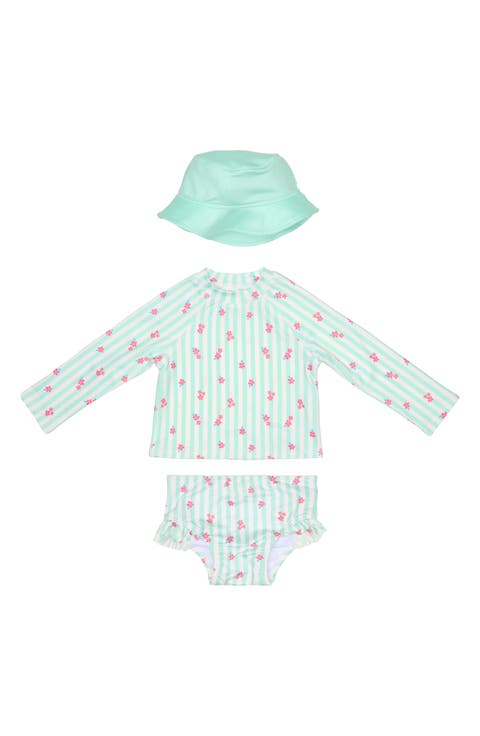 Two-Piece Rashguard Swimsuit & Bucket Hat Set (Baby)