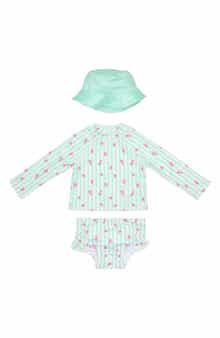 PL Baby by Petit Lem Two-Piece Rashguard Swimsuit & Bucket Hat Set