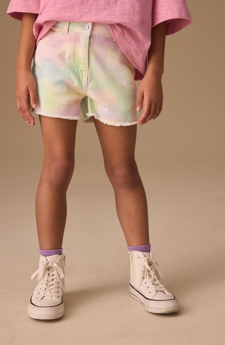 NEXT Tie Dye Denim Shorts, Alternate, color, Yellow Multi