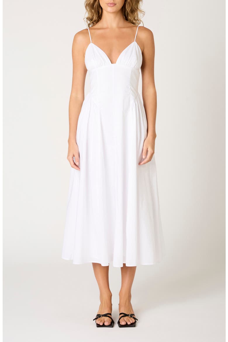 Sydney Cotton Blend Midi Dress, Main, color, WHITE