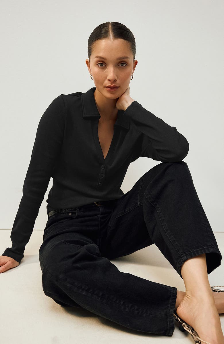 NEXT Collar Rib Top, Alternate, color, Black