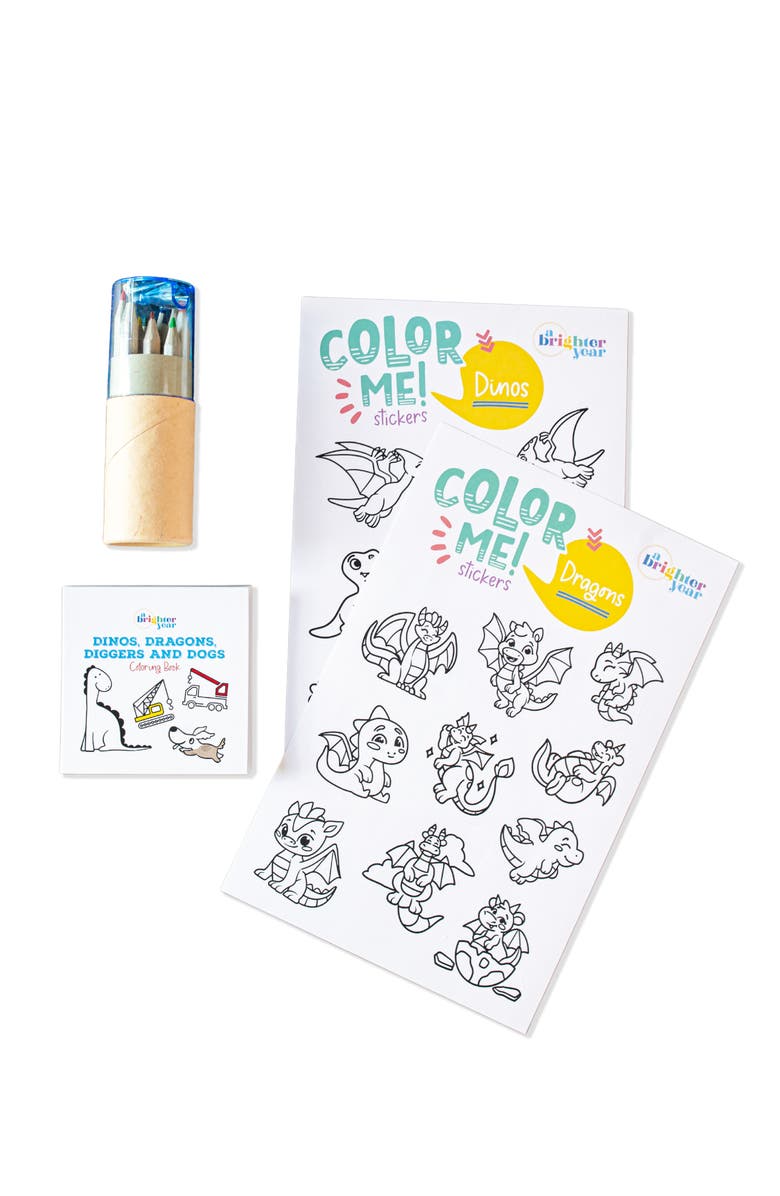 A Brighter Year Color Your Own Creative Activity Bundle, Main, color, Dinos + Dragons