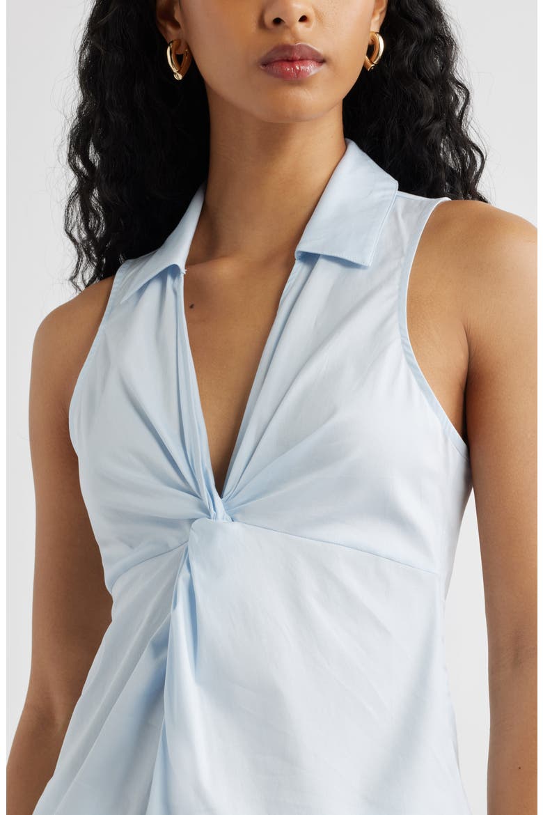 Twist Front Poplin Top, Alternate, color, BLUE BREEZE