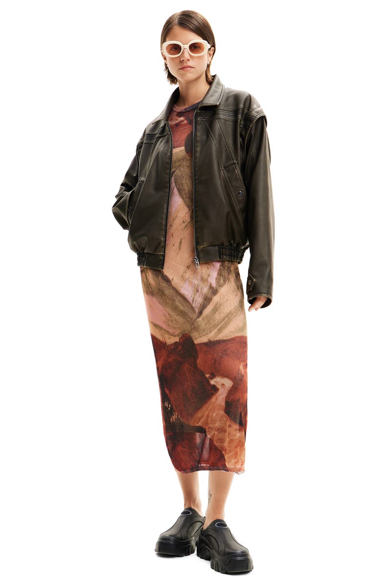 Desigual Faux Leather Jacket with Removable Sleeves, Alternate, color, 