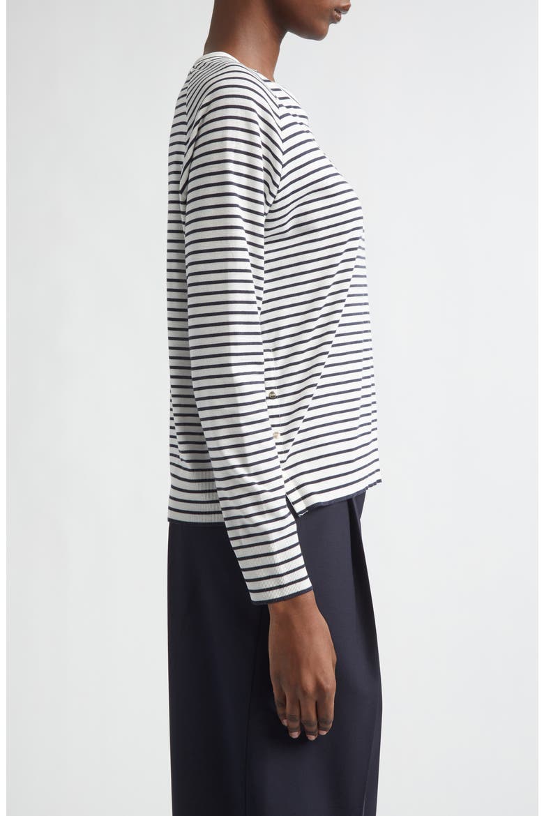 Stripe Lyocell & Cotton Sweater, Alternate, color, 1092 WHITE TO NAVY