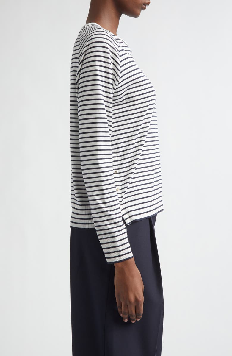 Herno Stripe Lyocell & Cotton Sweater, Alternate, color, 1092 White To Navy