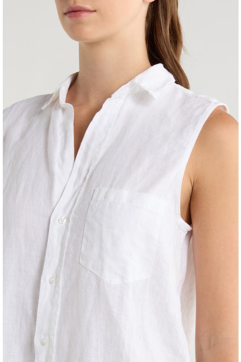 Finley Sleeveless Linen Button-Up Shirt, Alternate, color, WHITE