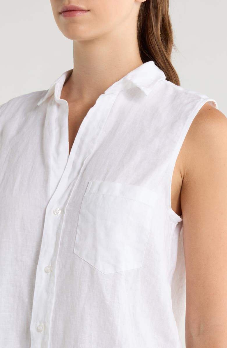 Frank & Eileen Finley Sleeveless Linen Button-Up Shirt, Alternate, color, White