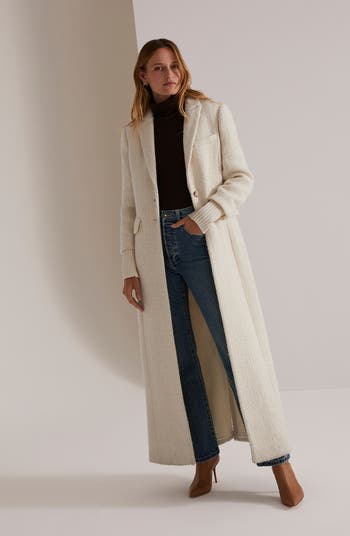 The City Longline Wool & Cotton Tweed Coat