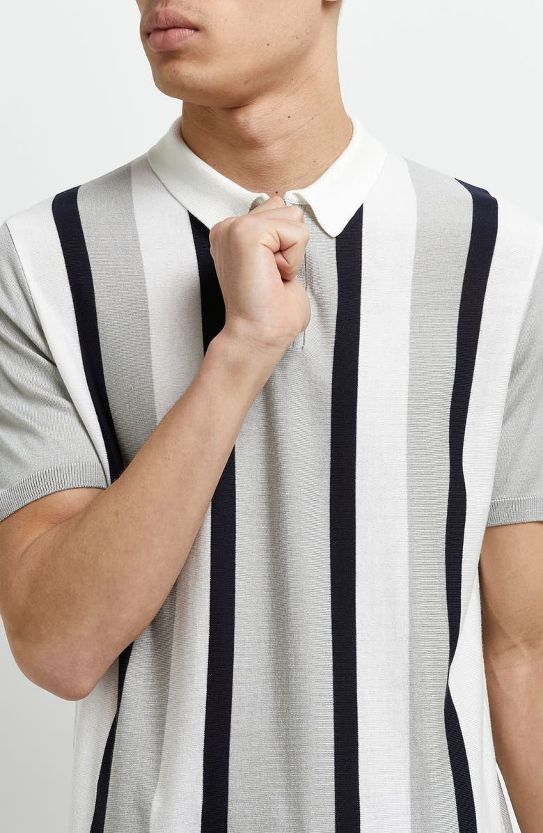 River Island Men's Vertical Stripe Zip Polo, Alternate, color, 