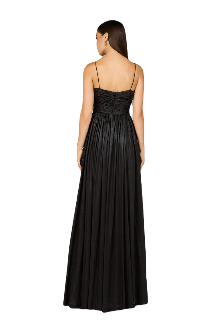 High Slit Metallic Jersey Dress, Alternate, color, Black