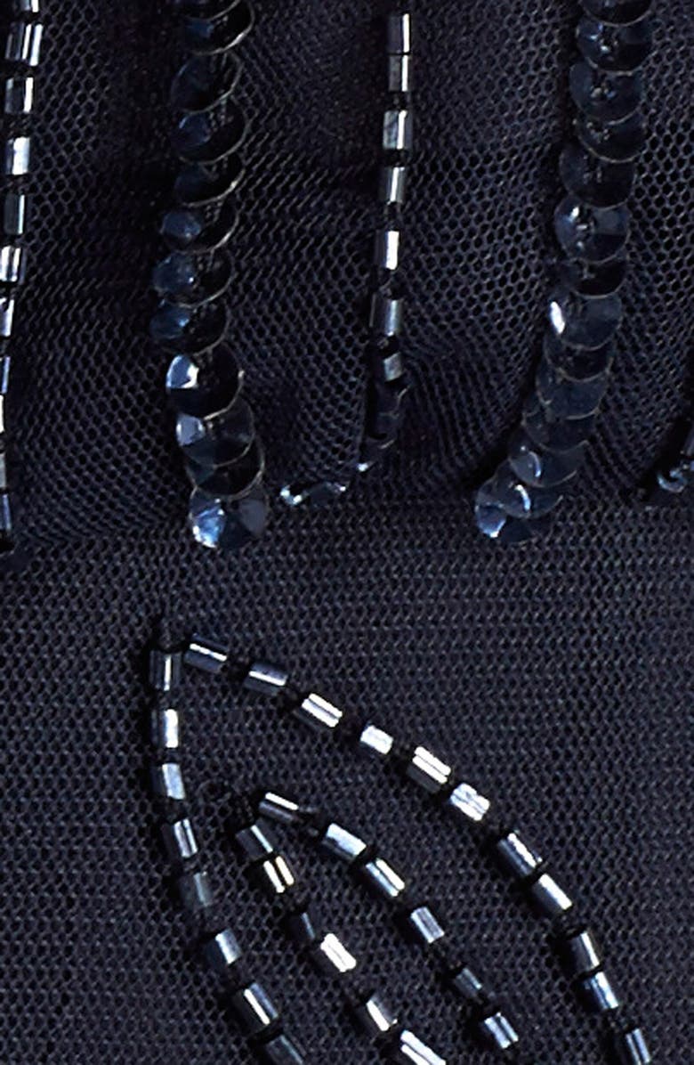 Adrianna Papell Beaded Blouson Gown, Alternate, color, Navy