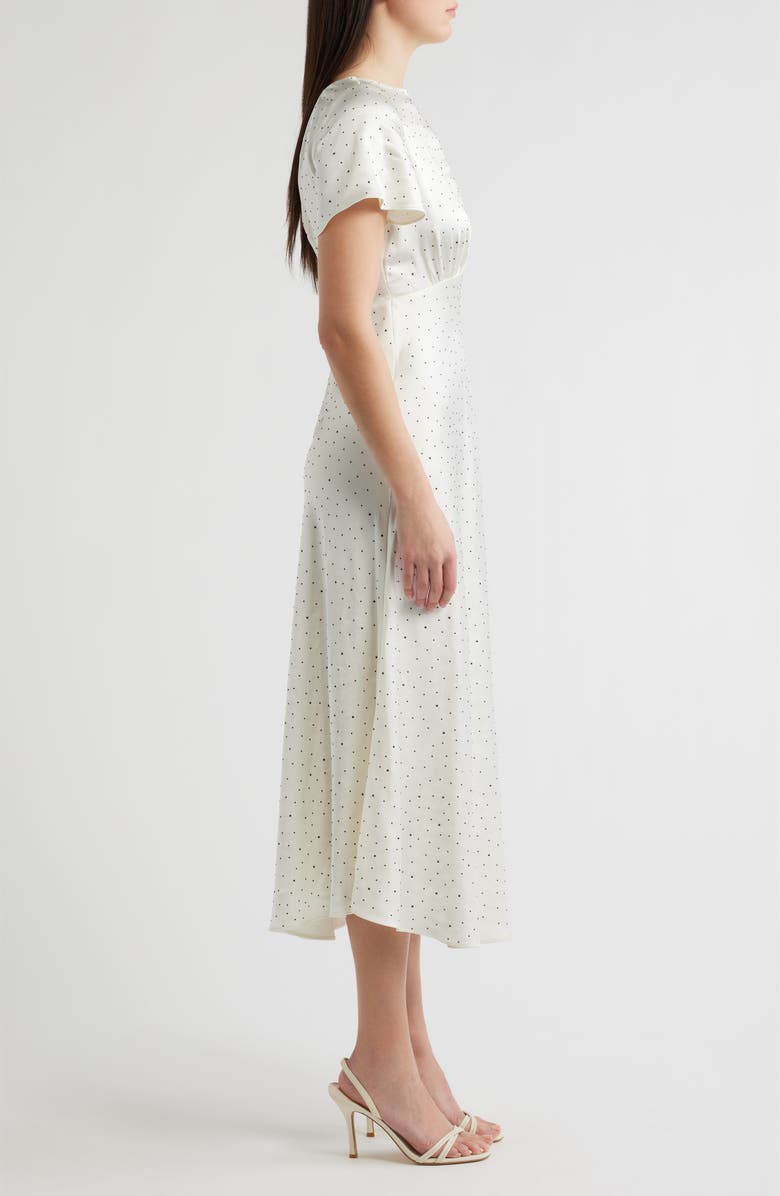 Lucy Paris Anastasia Dot Midi Dress, Alternate, color, Ivory