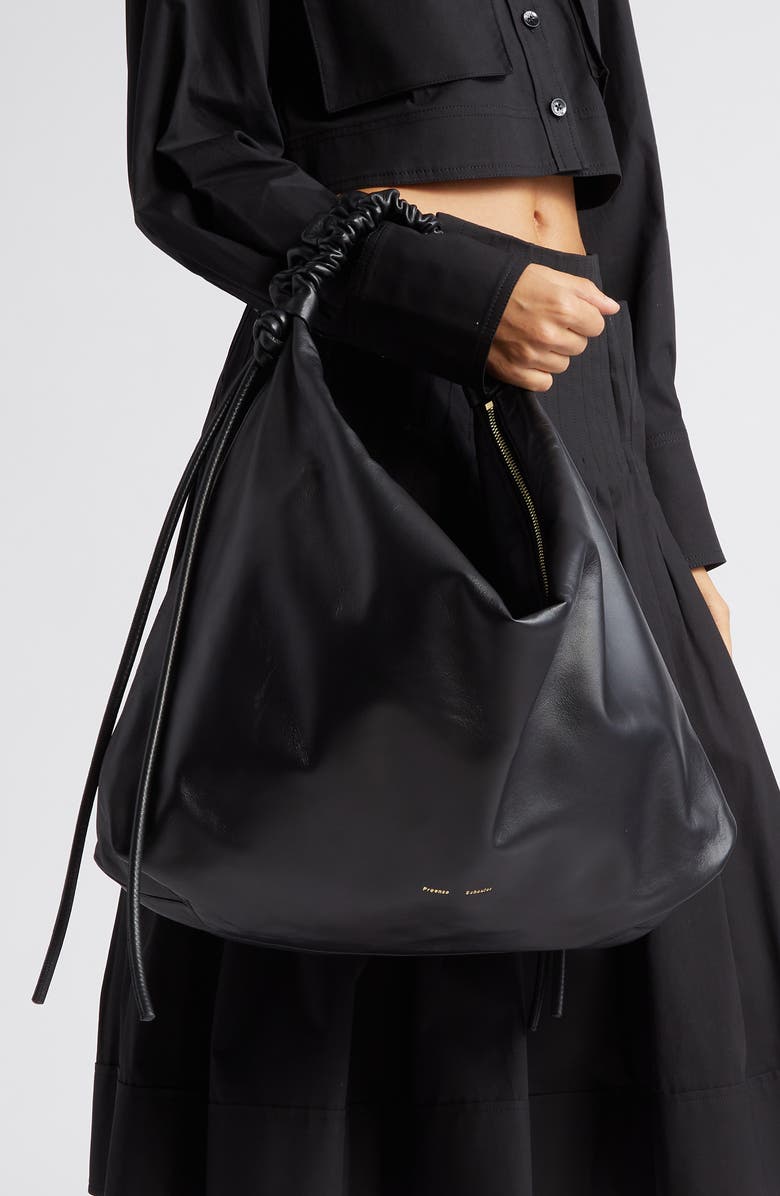 Proenza Schouler Large Drawstring Leather Hobo, Alternate, color,