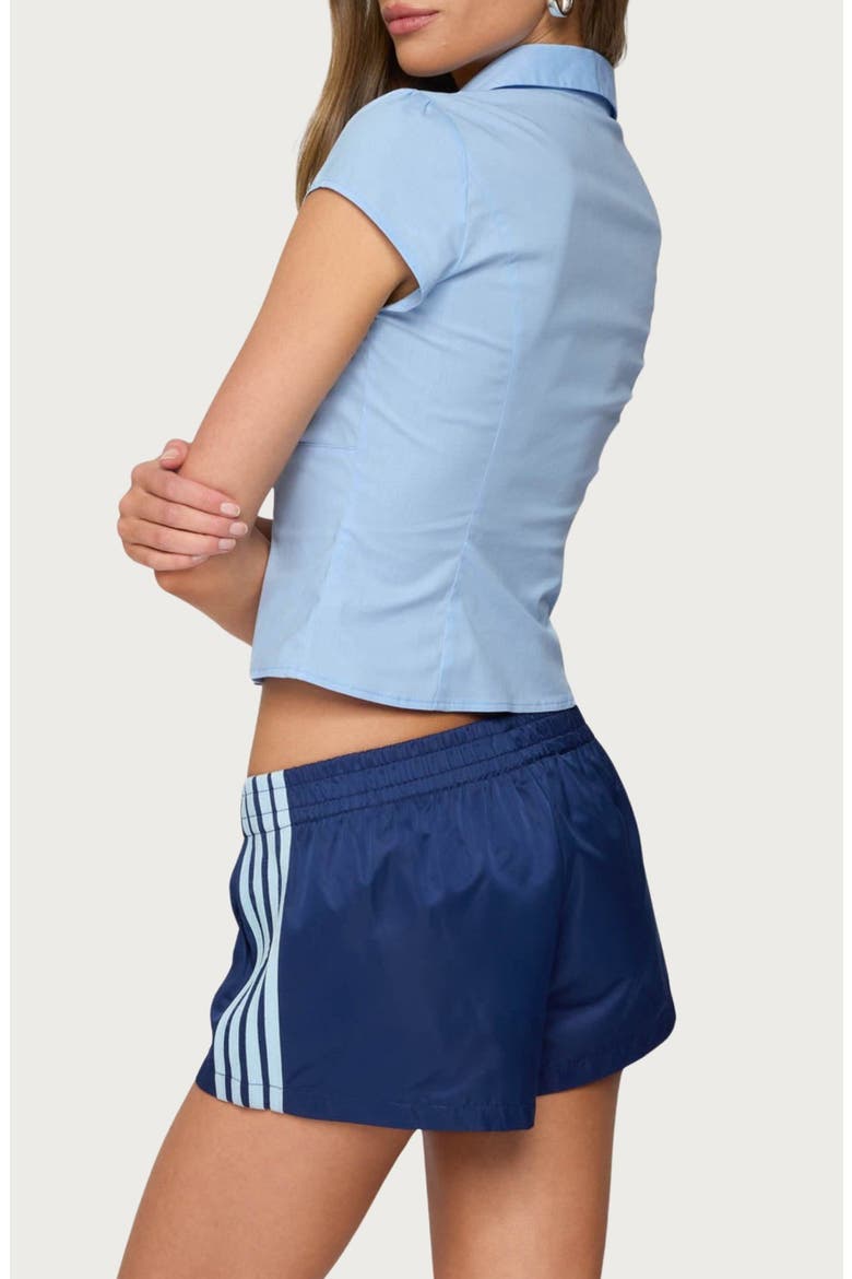 Massie Cap Sleeve Crop Button-Up Shirt, Alternate, color, LIGHT-BLUE