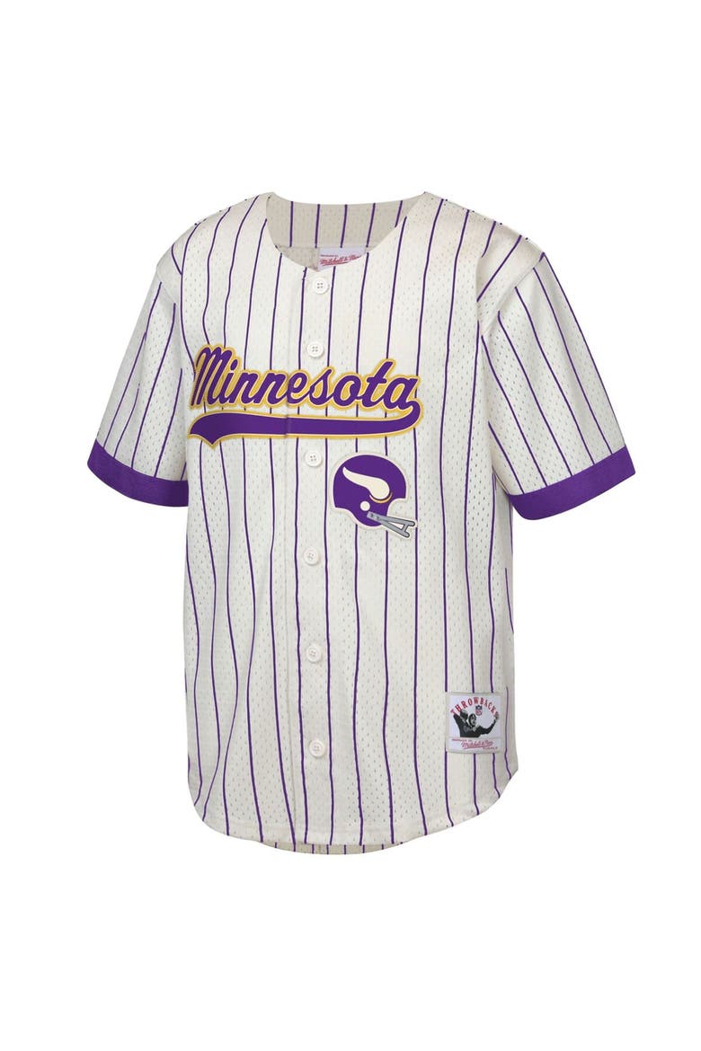 Youth Mitchell & Ness Randy Moss Cream Minnesota Vikings Retired Player Name & Number Baseball Jersey, Alternate, color, Cream