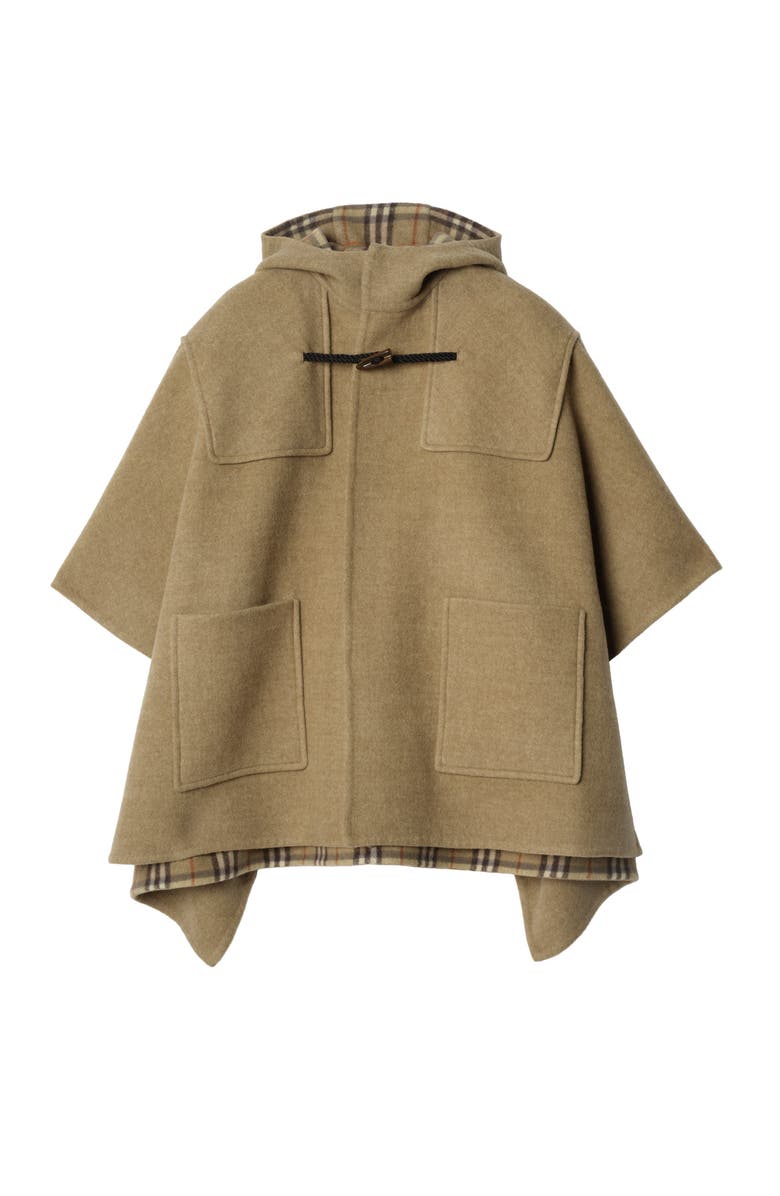 Burberry Wool Duffle Cape, Main, color, Military Green
