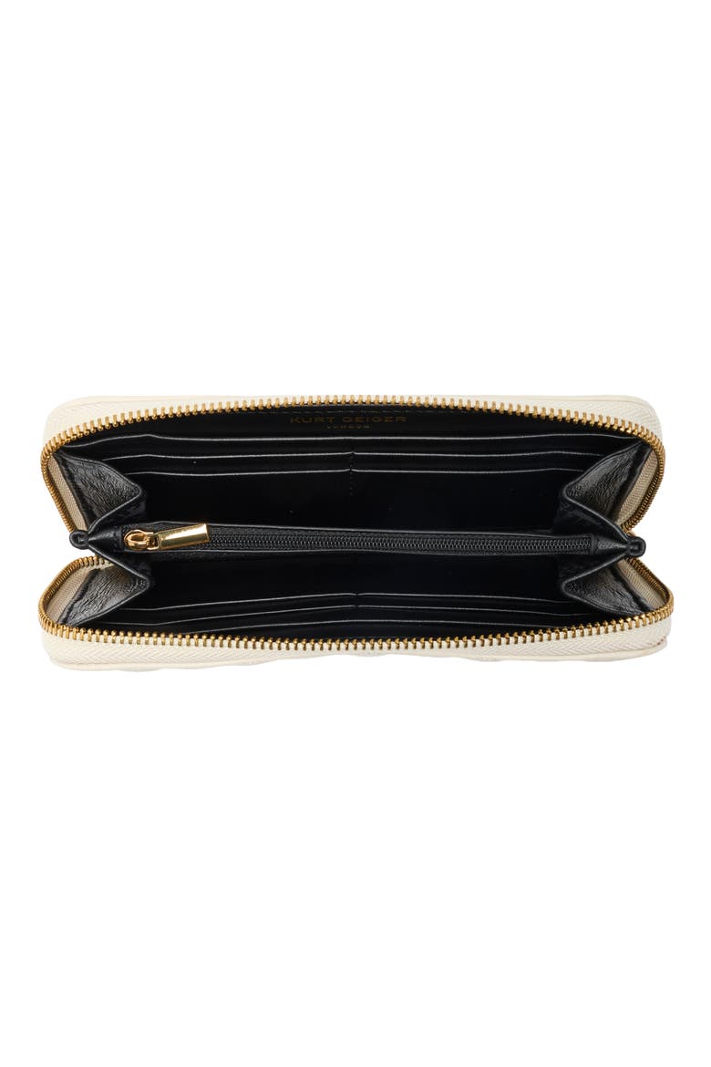 Kensington Leather Zip Wallet, Alternate, color, WHITE/ BLK