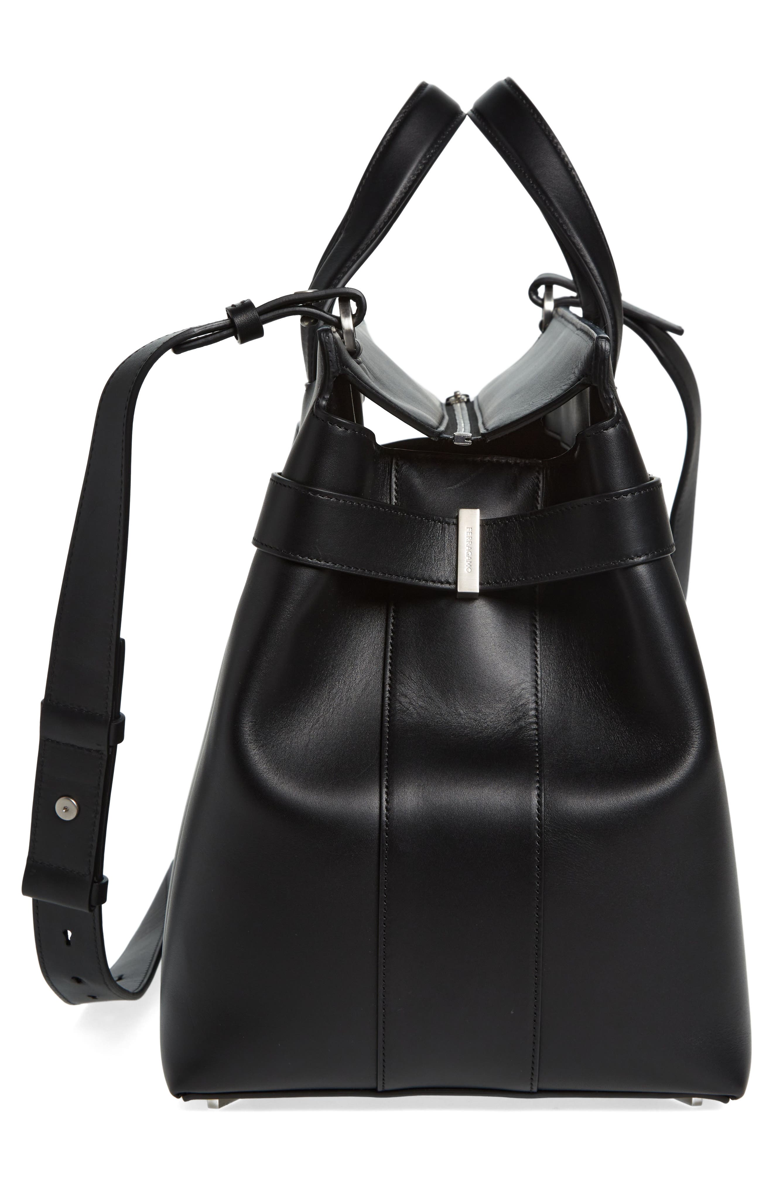 FERRAGAMO Leather Tote Bag, Alternate, color, 