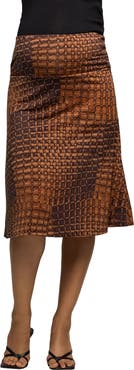 24seven Comfort Apparel Geometric Print Knee Length Skirt