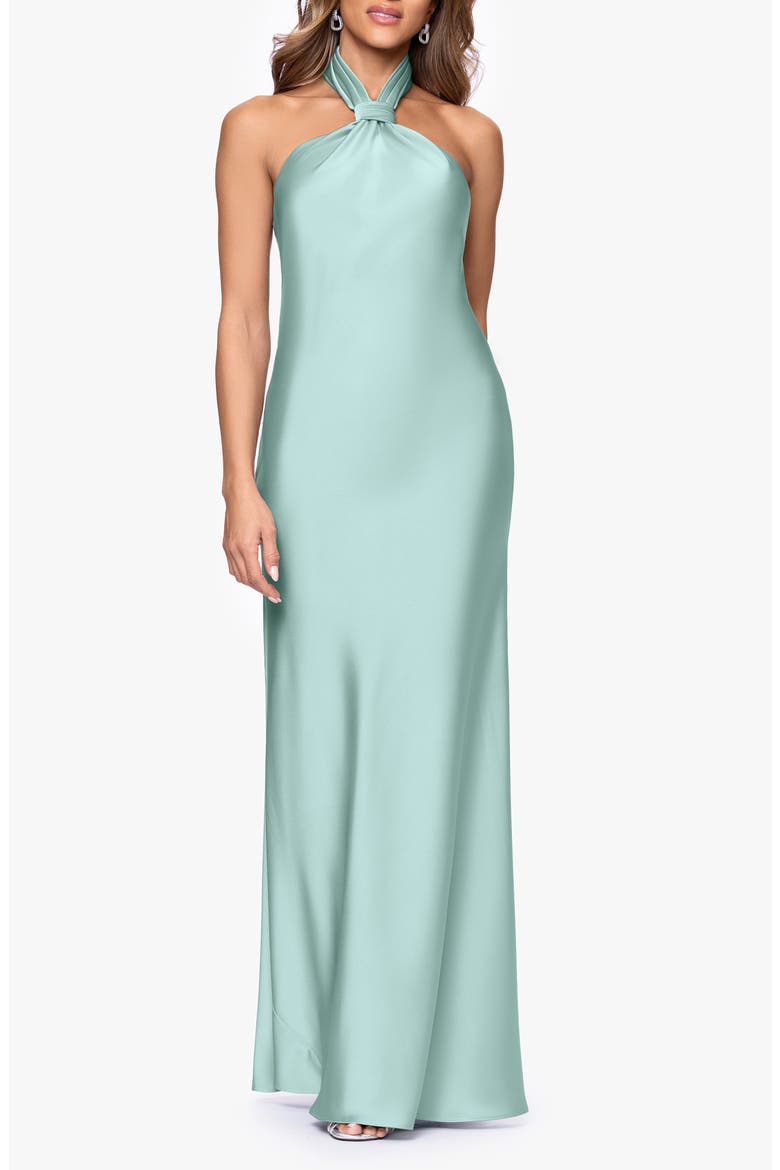 Satin Halter Dress, Main, color, SAGE