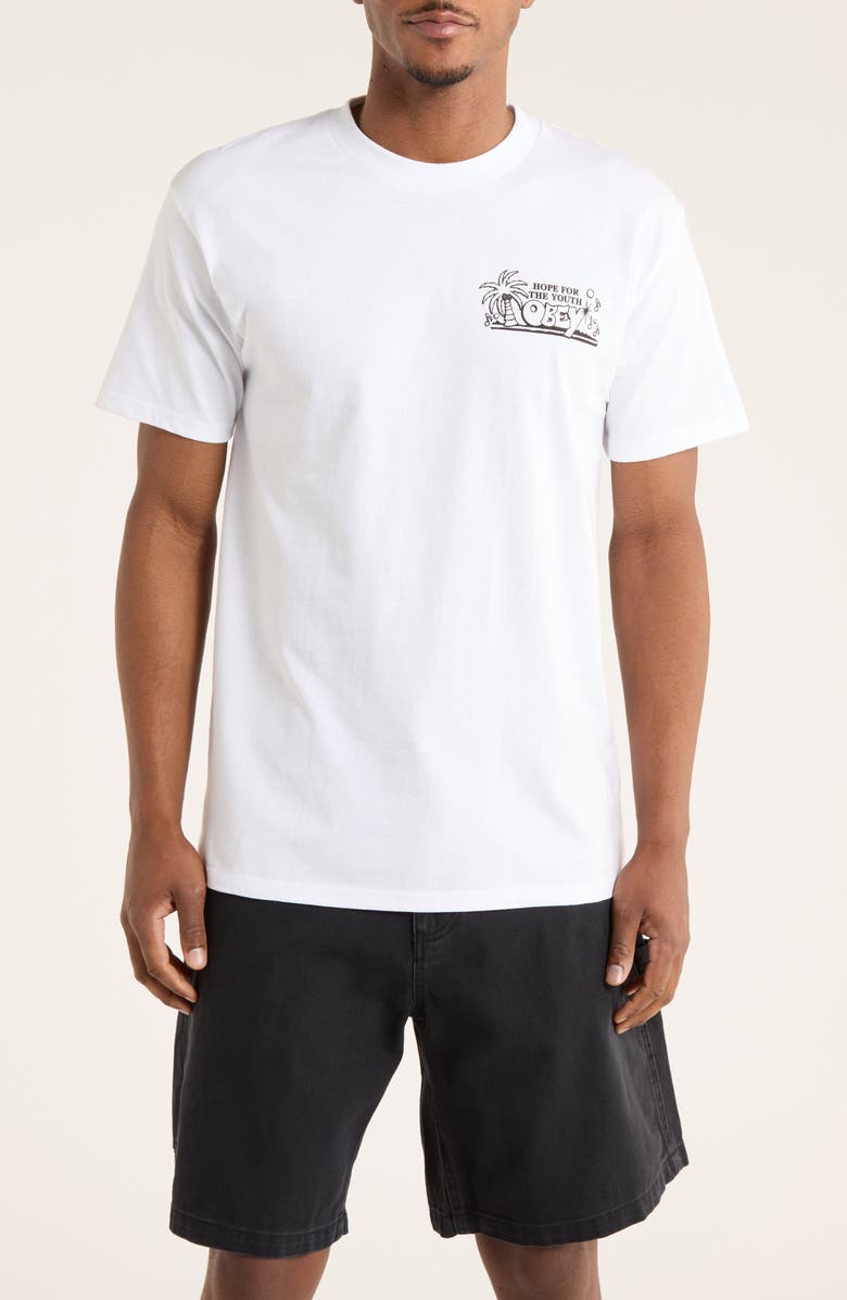 Obey Hope for The Youth Graphic T-Shirt, Main, color, White