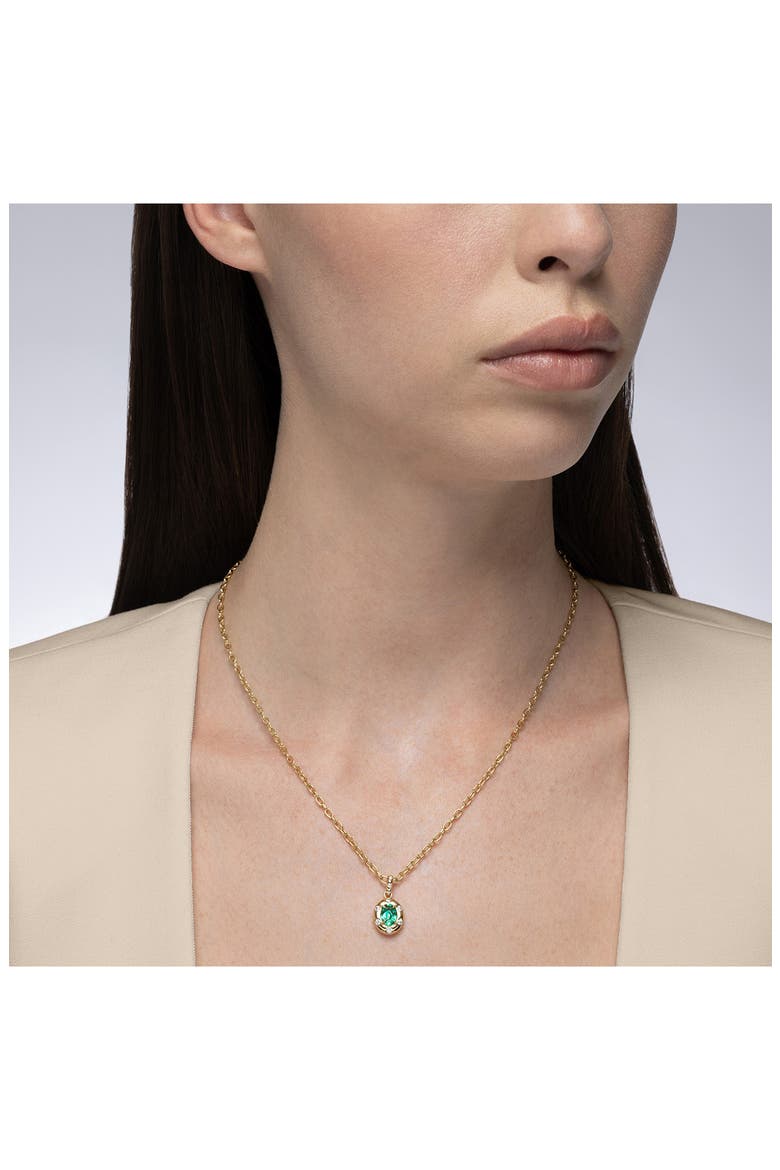 Aurum Oval 18K Gold Emerald Pendant Necklace, Alternate, color, EMERALD