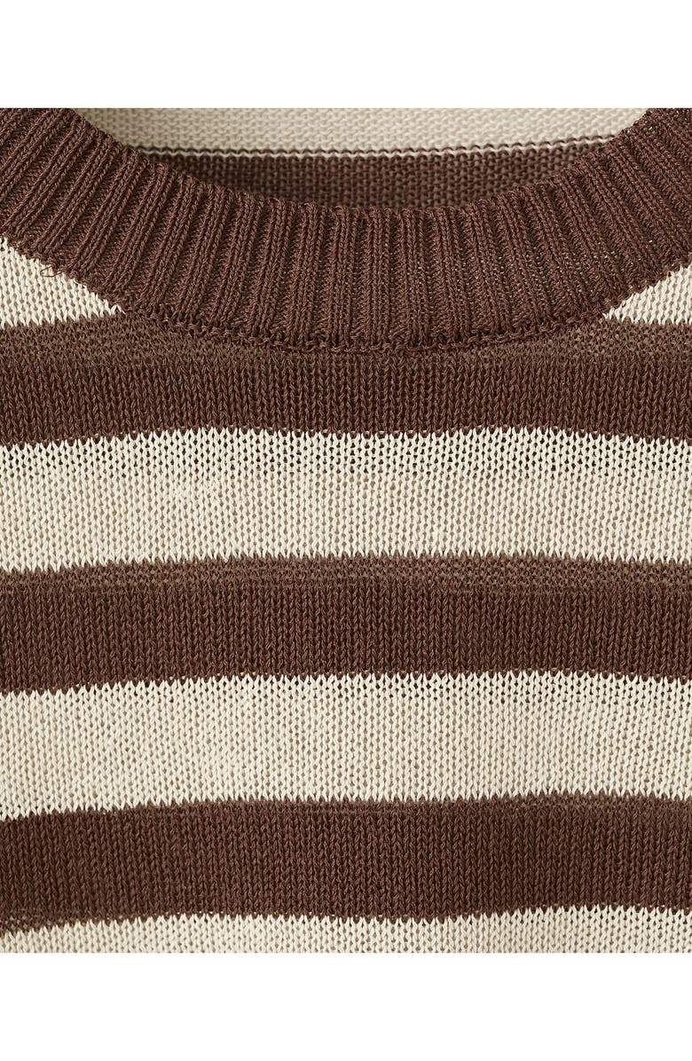 MANGO Stripe Crop Sweater, Alternate, color, Chocolate