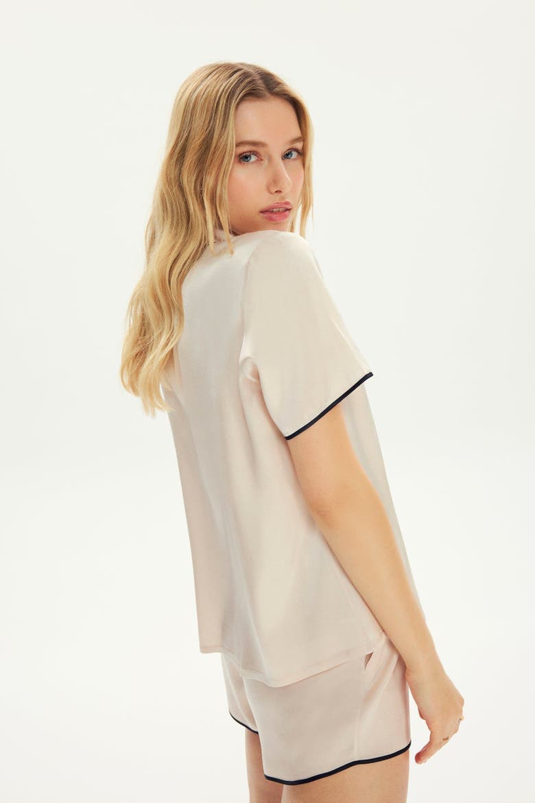 Silk Short Pyjama Suit, Alternate, color, Champagne