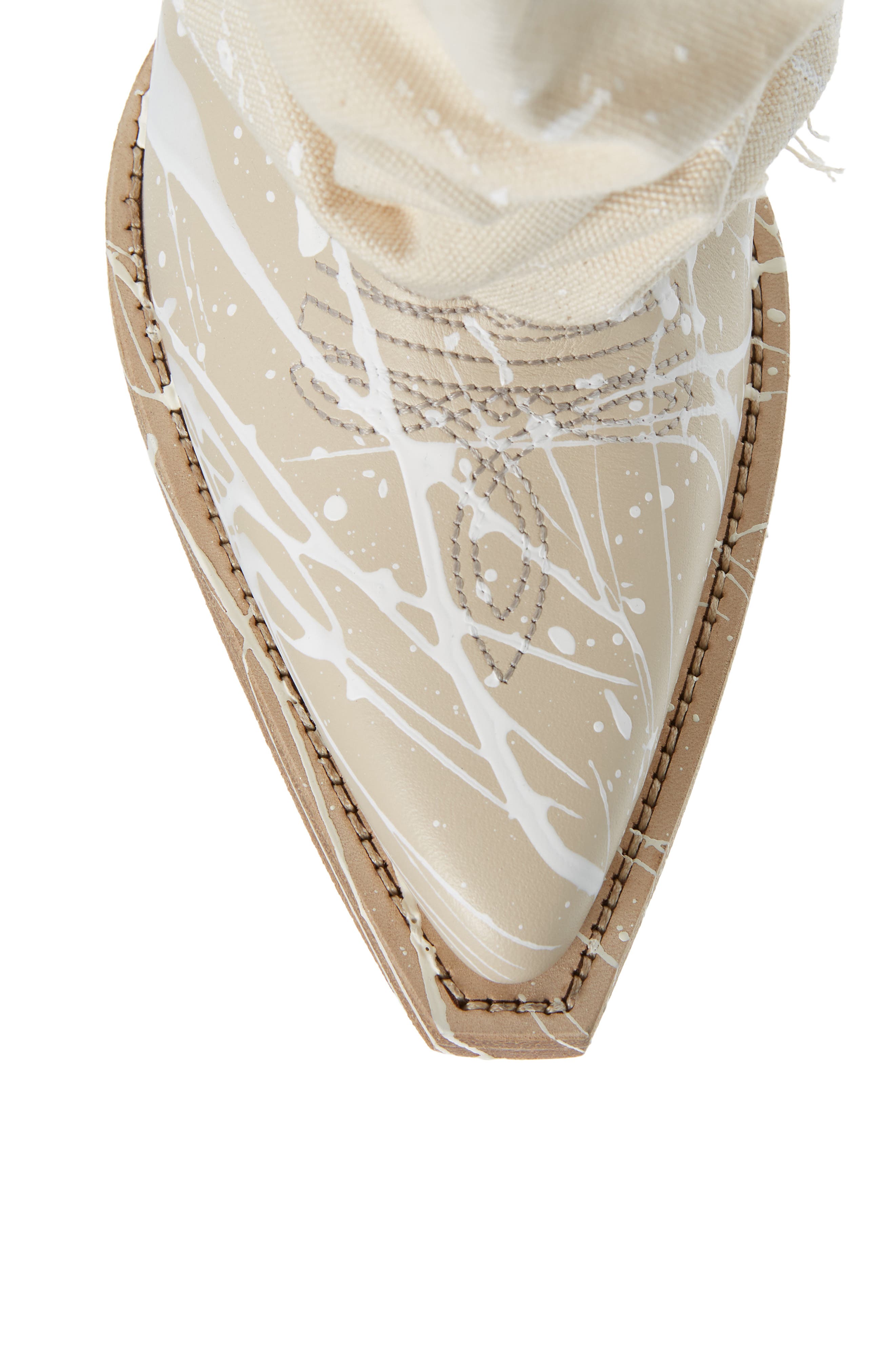 R13 Paint Spatter Canvas Sleeve Western Boot, Alternate, color, 