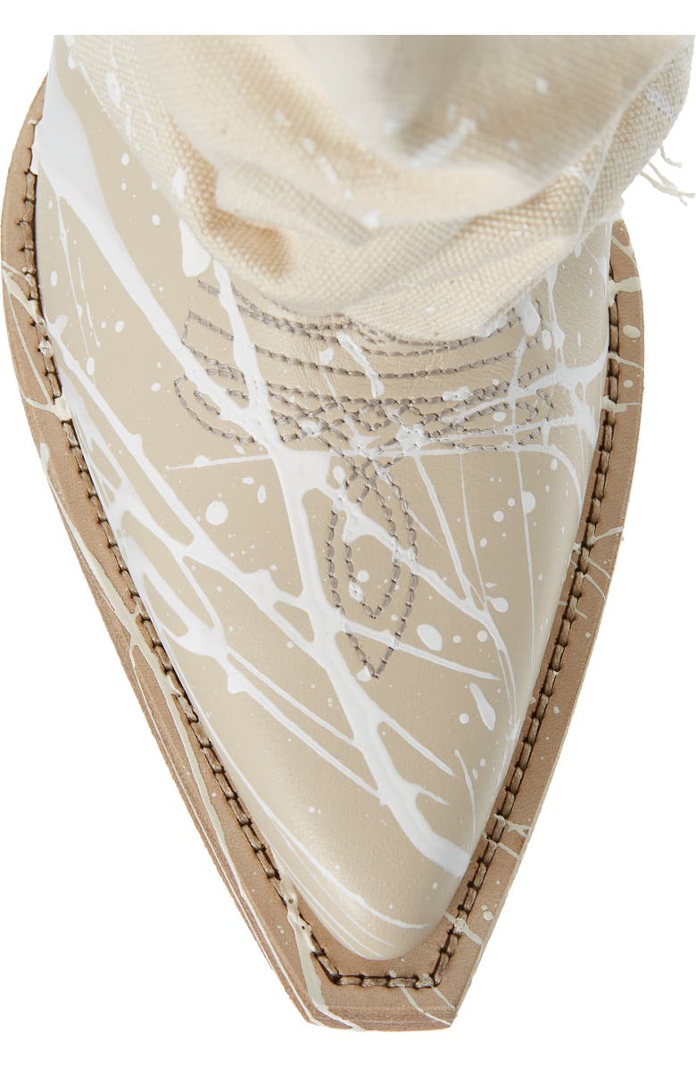 R13 Paint Spatter Canvas Sleeve Western Boot, Alternate, color,