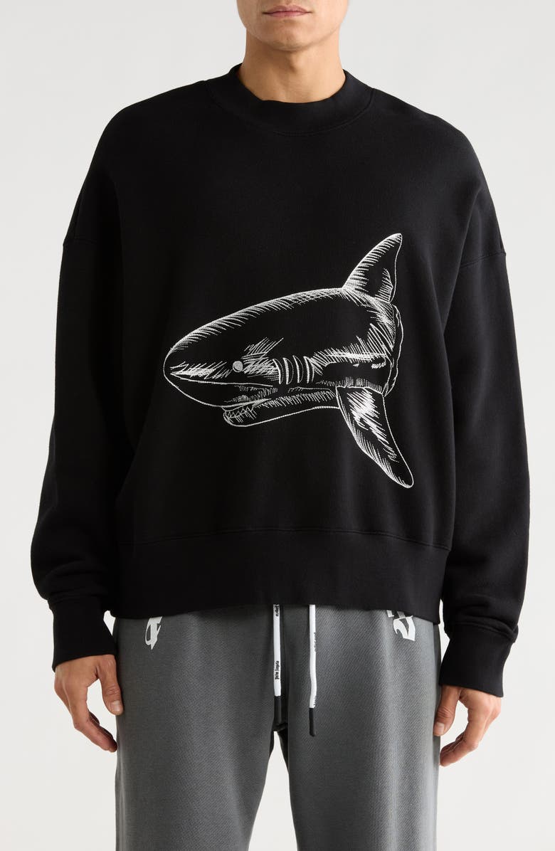 Palm Angels Split Shark Embroidered Sweatshirt, Main, color, 