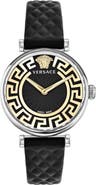 Versace Greca Chic Leather Strap Watch, 35mm