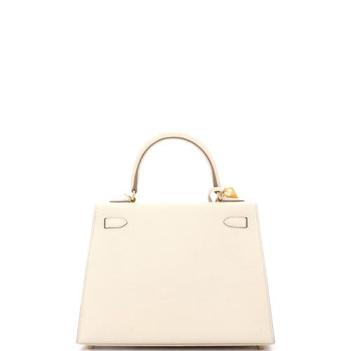 Pre-owned Hermes Hermes Kelly Handbag Light Epsom With Gold Hardware 25 In White