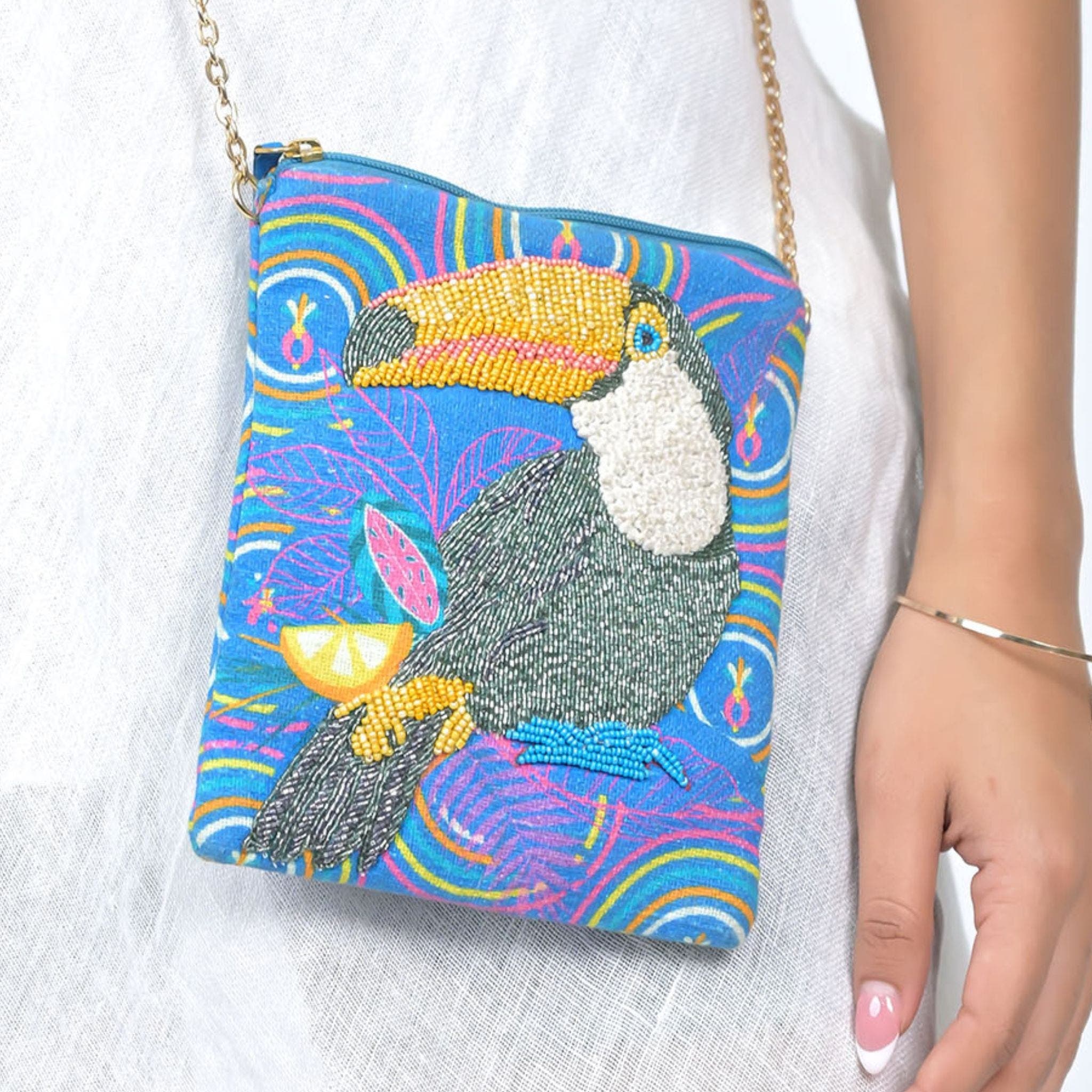 Vismaya Parrot Sling Bag, Main, color, Blue