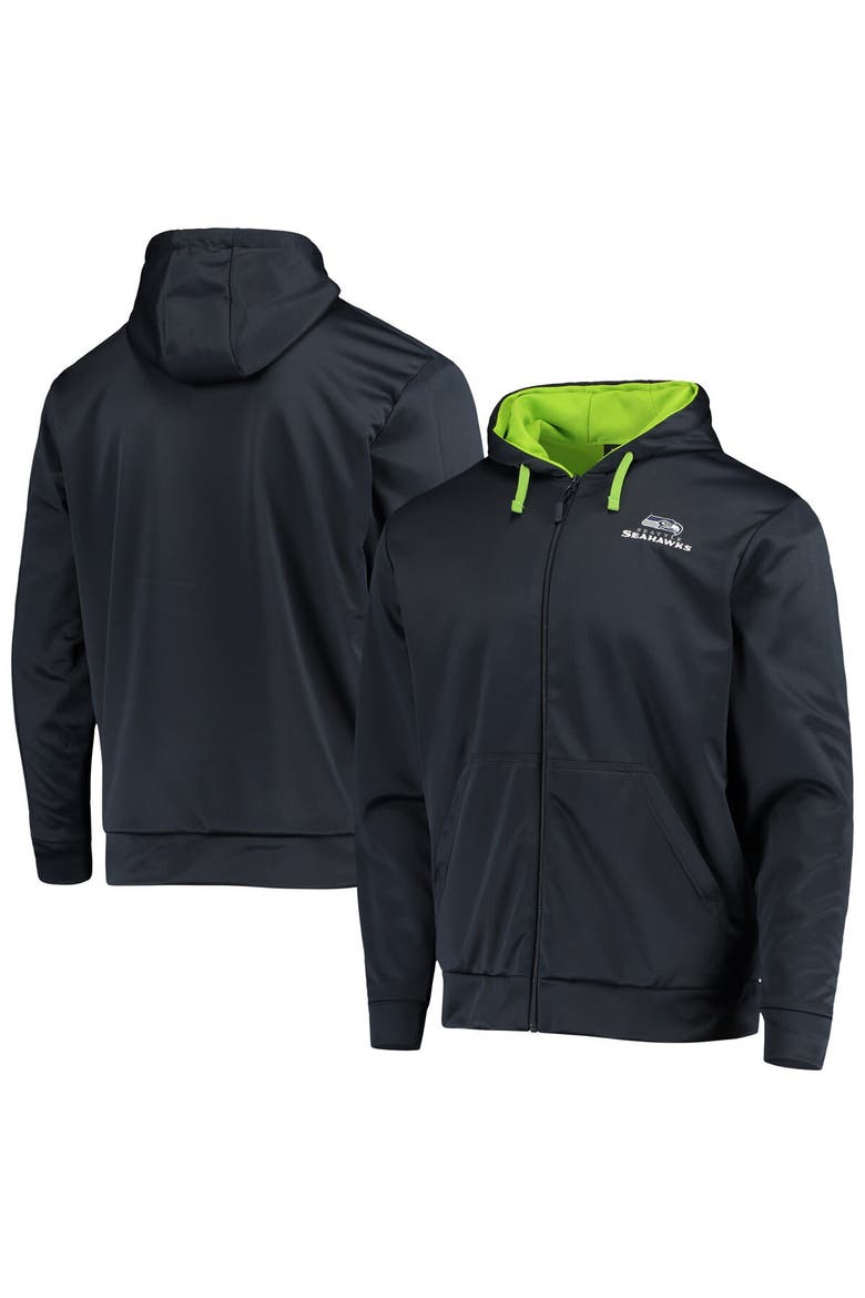 Men's Dunbrooke College Navy/Neon Green Seattle Seahawks Apprentice Full-Zip Hoodie, Main, color, Navy