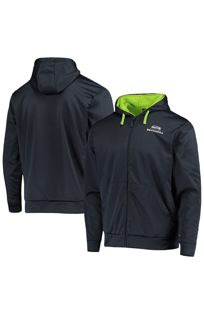 DUNBROOKE Men's Dunbrooke College Navy/Neon Green Seattle Seahawks Apprentice Full-Zip Hoodie, Main, color, Navy