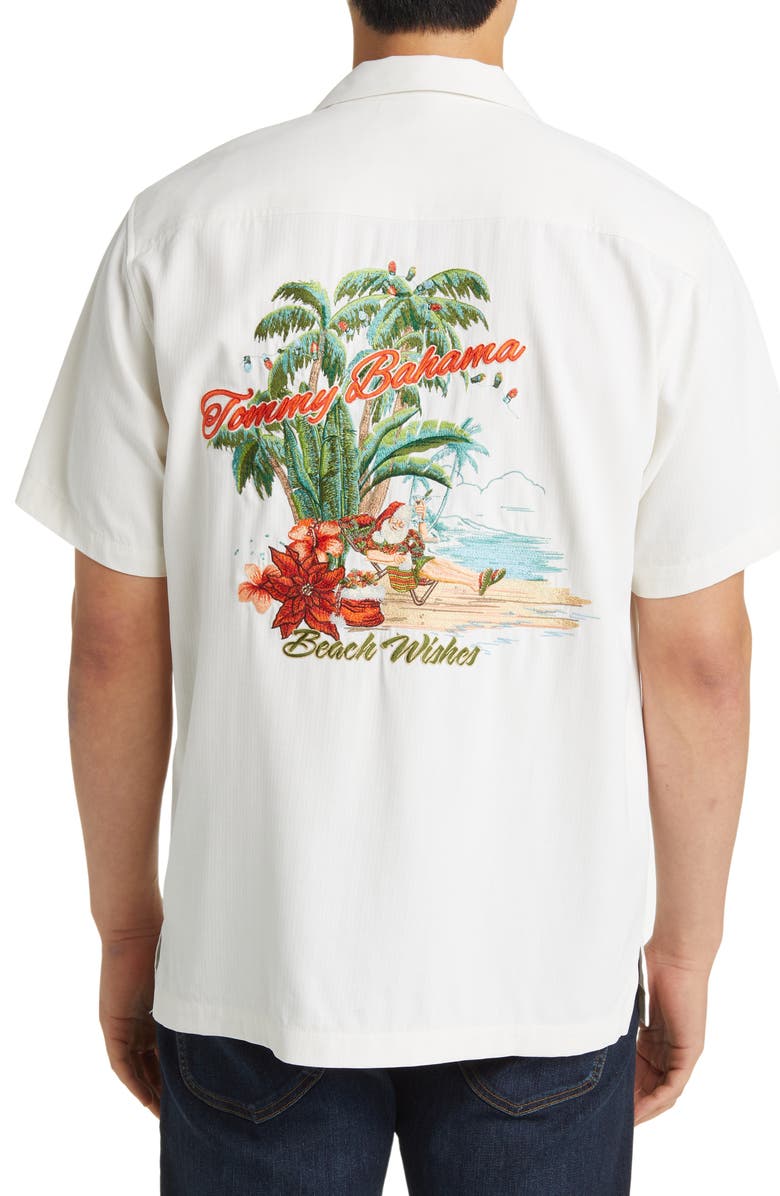Tommy Bahama Beach Wishes Solid Short Sleeve Silk Button-Up Shirt, Alternate, color, 