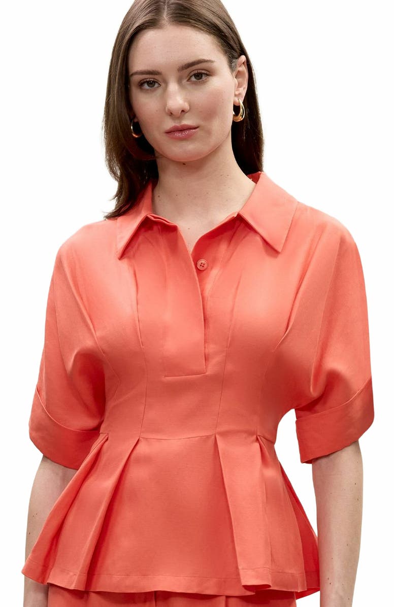 Rebecca Taylor Lena Shine Blouse, Alternate, color, Coral