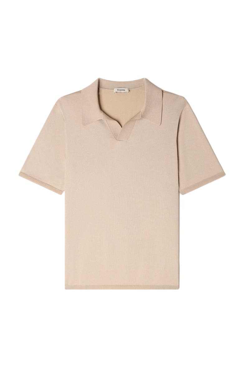 Short-sleeved V-neck polo shirt, Main, color, Beige