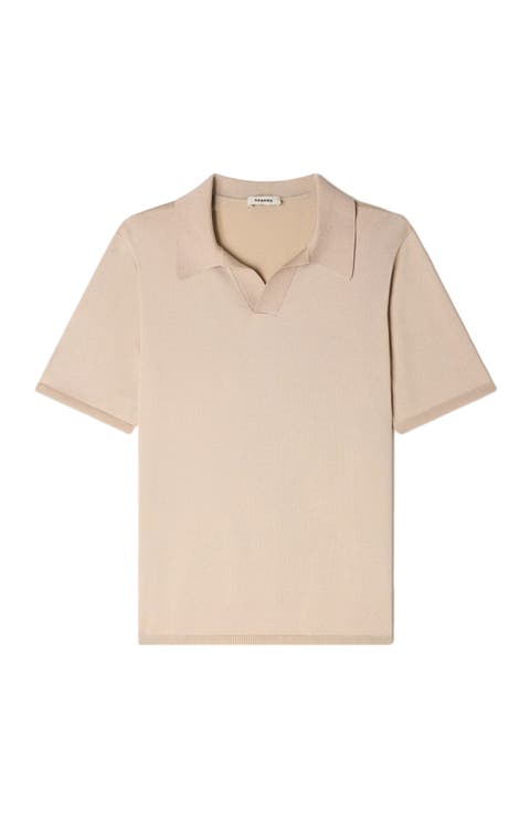 Short-sleeved V-neck polo shirt