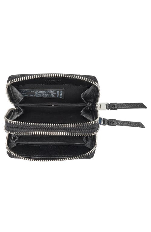 Allsaints Fetch Leather Card Wallet In Black