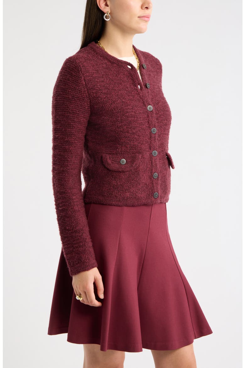 Marled Cardigan Sweater Jacket, Alternate, color, BURGUNDY LONDON