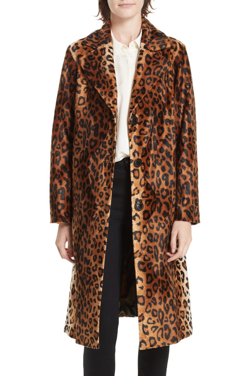 Helene Berman Faux Leopard Fur Coat, Main, color,