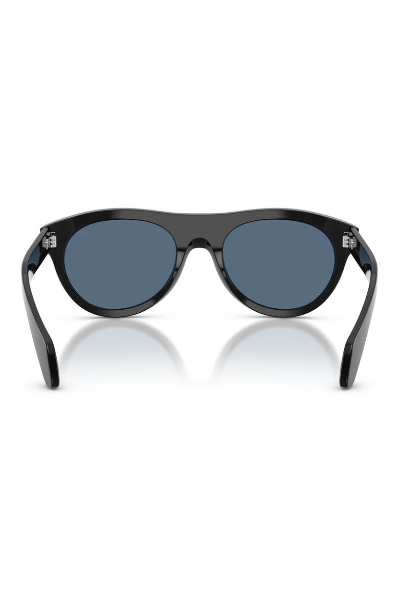 53mm Splash Oval Sunglasses, Alternate, color, SHINY BLACK / DARK BLUE