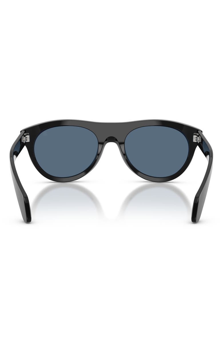 Moncler 53mm Splash Oval Sunglasses, Alternate, color, Shiny Black / Dark Blue