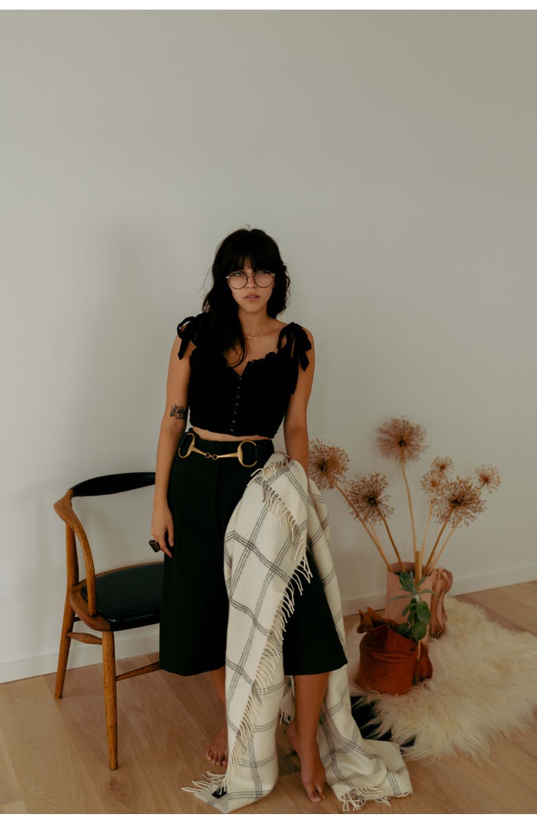 Evangeline Patterned Merino Throws, Alternate, color, Fog Plaid Multi