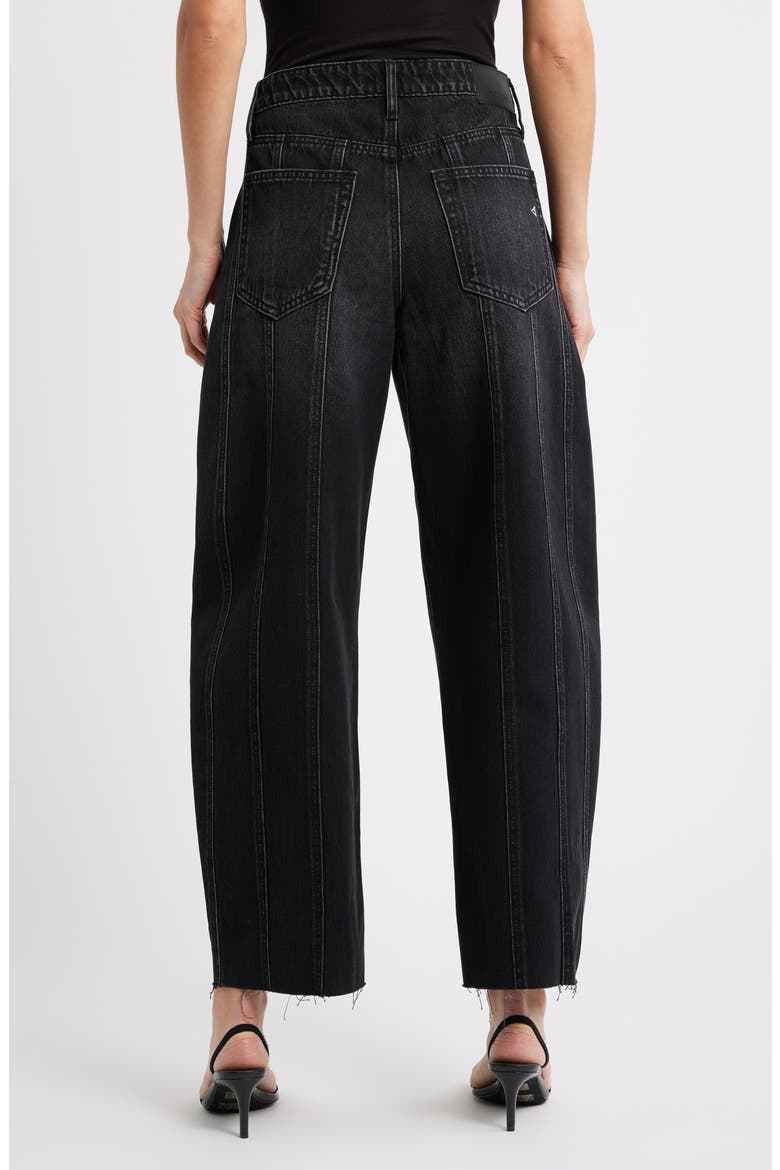 Seamed Ankle Barrel Leg Jeans, Alternate, color, BLACK