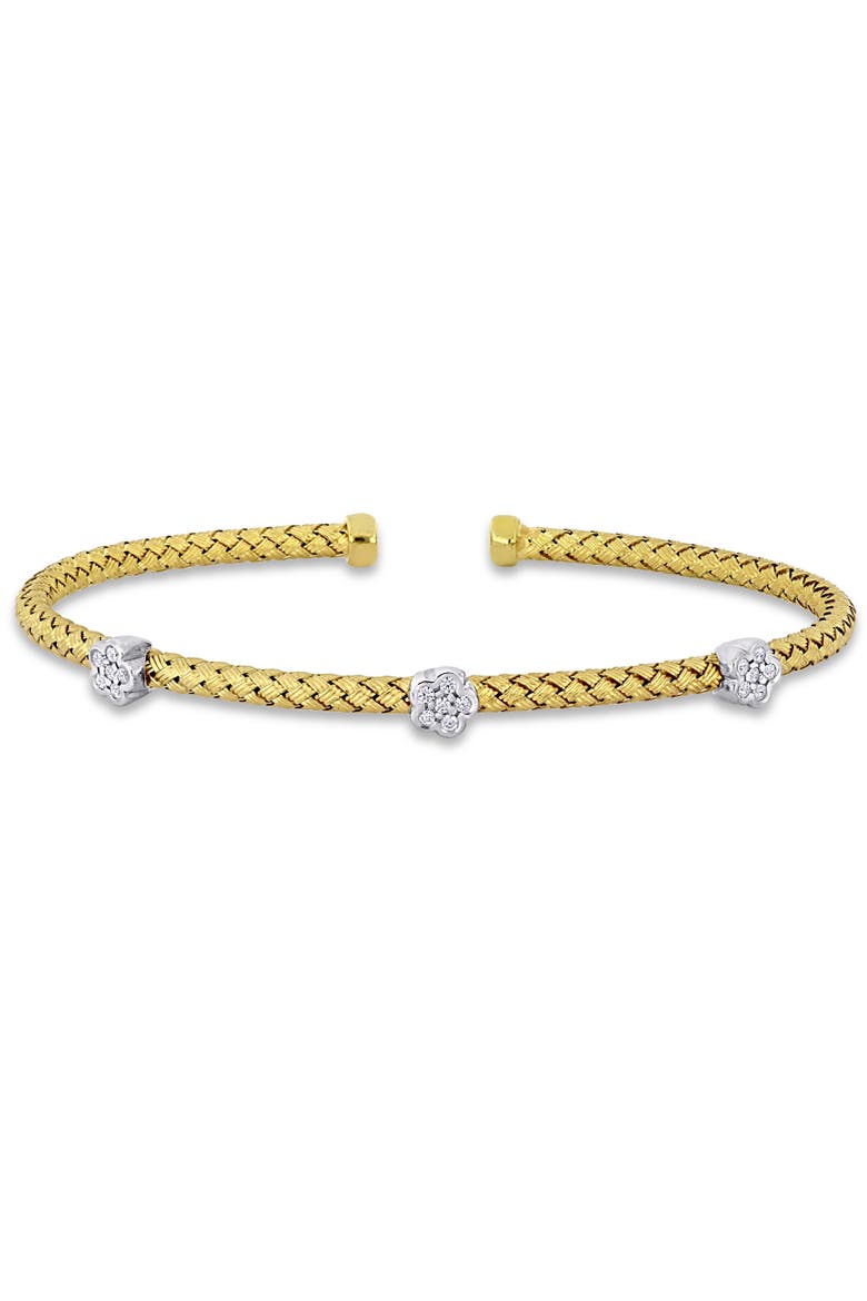 1/2 CTW Cubic Zirconia Station Bangle Bracelet, Main, color, Yellow-Plated